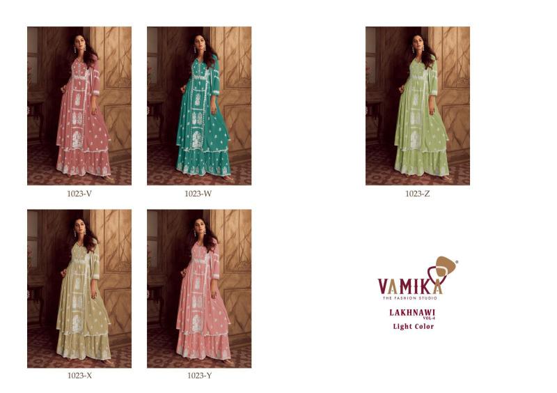 VamikaTM lakhnavi vol 4 light color stitched kurtis wholesale